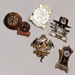 AnachroCon Steam Punk Cosplay Collectible Lapel Lanyard Pins, 5 Pcs. *N…